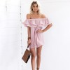 TE6233QQZJ Boat neck off shoulder flouncing dress