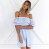 TE6233QQZJ Boat neck off shoulder flouncing dress