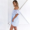 TE6233QQZJ Boat neck off shoulder flouncing dress