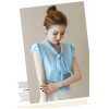 TE573LHFS Summer bowknot neck short sleeve chiffon shirt