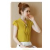 TE573LHFS Summer bowknot neck short sleeve chiffon shirt