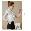 TE573LHFS Summer bowknot neck short sleeve chiffon shirt