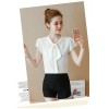 TE573LHFS Summer bowknot neck short sleeve chiffon shirt