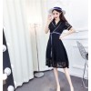 TE6243ZYFS Korean fashion temperament color matching lacing lace dress