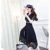 TE6243ZYFS Korean fashion temperament color matching lacing lace dress