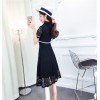 TE6243ZYFS Korean fashion temperament color matching lacing lace dress