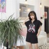 TE6269QBY Korean fashion embroidery t-shirt with cap and casual shorts suit