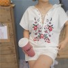 TE6269QBY Korean fashion embroidery t-shirt with cap and casual shorts suit