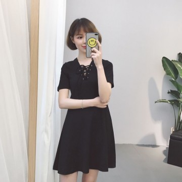 TE9301FYB Slim v neck black dress