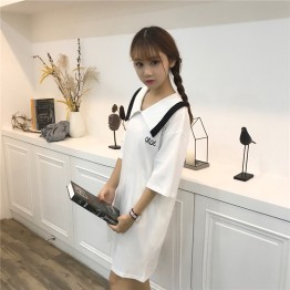 TE9760HTL Lapel embroidery letters preppy style dress