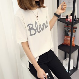 TE588XGM Korean fashion letters print round neck joker t-shirt