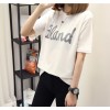 TE588XGM Korean fashion letters print round neck joker t-shirt