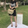 TE8141HSJL Korean chic stripes gallus pure color t-shirt and fashion skirt three pieces