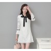 TE8705XBFS Debutant elegant trumpet sleeve lacing bowknot hollow out lace dress