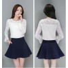 TE8706XBFS New style trumpet sleeve lace tops with empire waist skirt