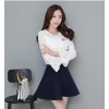 TE8706XBFS New style trumpet sleeve lace tops with empire waist skirt