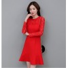 TE8707XBFS New style lace splicing fishtail red formal dress