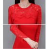 TE8707XBFS New style lace splicing fishtail red formal dress