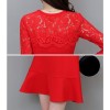 TE8707XBFS New style lace splicing fishtail red formal dress