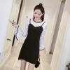 TE8709XBFS Korean fashion slim long sleeve lace tops with gallus dress