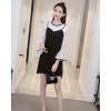 TE8709XBFS Korean fashion slim long sleeve lace tops with gallus dress