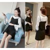 TE8709XBFS Korean fashion slim long sleeve lace tops with gallus dress