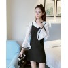 TE8709XBFS Korean fashion slim long sleeve lace tops with gallus dress