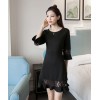 TE8711XBFS Trumpet sleeve fishtail slim waist black dress