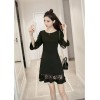 TE8711XBFS Trumpet sleeve fishtail slim waist black dress