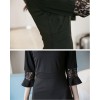 TE8711XBFS Trumpet sleeve fishtail slim waist black dress