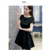 TE8716XBFS Summer fashion boat neck elegant Hepburn black dress