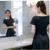 TE8716XBFS Summer fashion boat neck elegant Hepburn black dress