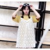 TE9130BGFS Preppy Loose long short sleeve t-shirt with fresh lace gallus dress