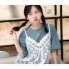 TE9130BGFS Preppy Loose long short sleeve t-shirt with fresh lace gallus dress