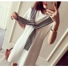 TE101XGM Preppy style stripes scarf long t-shirt dress