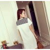 TE101XGM Preppy style stripes scarf long t-shirt dress