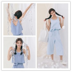 TE1585GJWL Casual denim gallus short tops