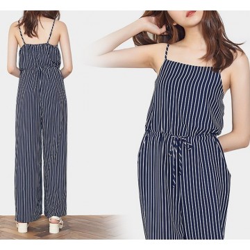 TE1594GJWL Casual fashion slim waist suspender wide leg jumpsuit