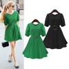 TE218WTY Summer new style pus size pure color slim waist dress