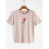 TE3112YZS Korean fashion rose decoration short sleeve t-shirt