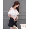 TE5028XBFS Summer pure color off shoulder flouncing chiffon tops with skirt