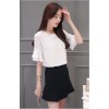 TE5030XBFS Korean fashion round neck flouncing trumpet sleeve tops with tight hip skirt