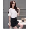 TE5030XBFS Korean fashion round neck flouncing trumpet sleeve tops with tight hip skirt