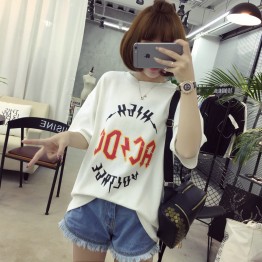 TE521XGM Student pullover cartoon print short sleeve loose t-shirt