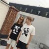 TE531XGM Harajuku style face print short sleeve couples t-shirt