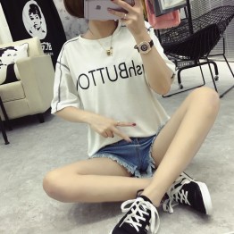 TE536XGM Harajuku style student letters print short sleeve t-shirt