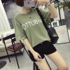 TE536XGM Harajuku style student letters print short sleeve t-shirt