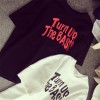 TE5510XGM Student personality letters print trendy round neck t-shirt