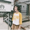 TE6300GZF New fashion loose letters print color matching round neck t-shirt