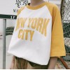 TE6300GZF New fashion loose letters print color matching round neck t-shirt